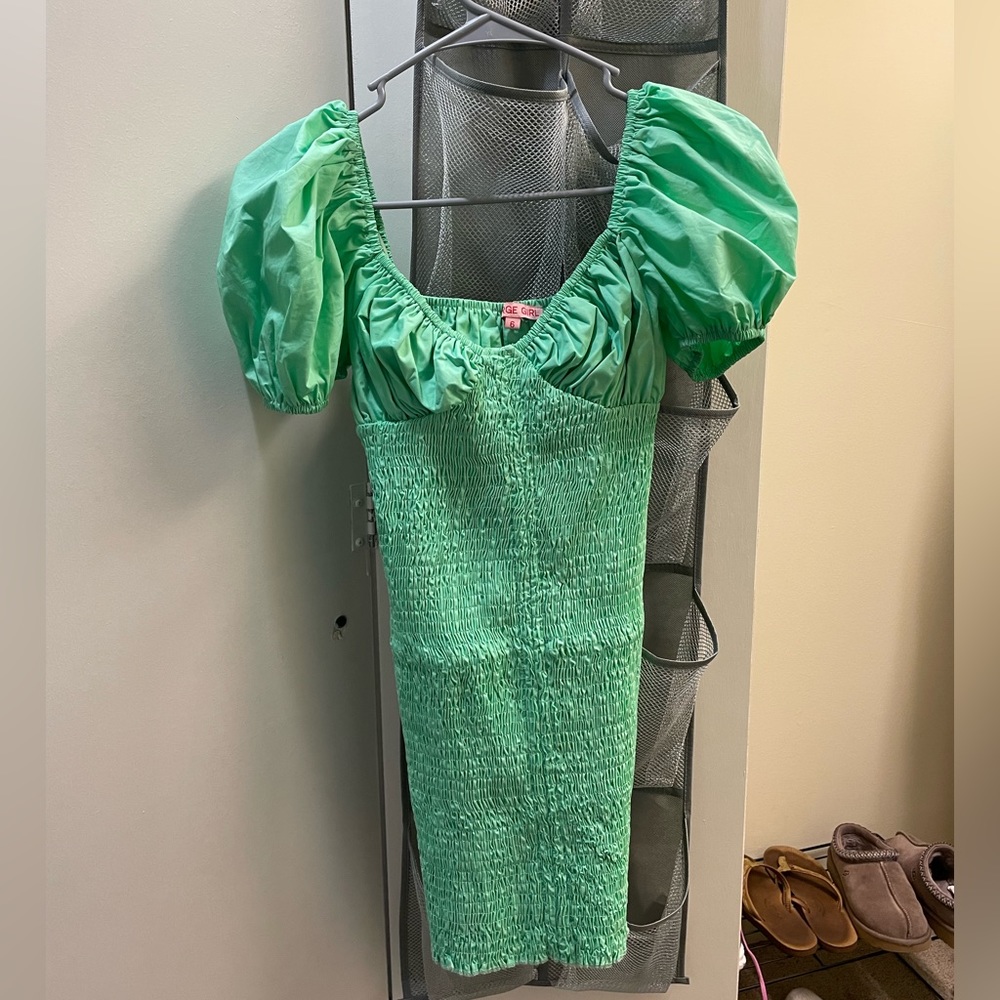 Verge Girl Green Smocked Dress